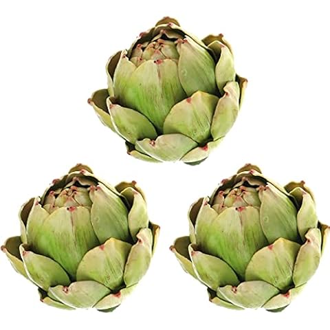 Meiwlong 3Pcs Large Green Faux Artichoke Fake Artichoke Decor Artificial Vegetable and Fake Fruit Realistic Artichoke Bowl Filler for Home Kitchen Centerpiece Table Party Decorations Cover
