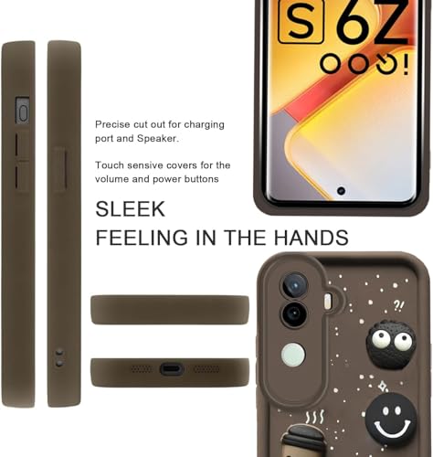 Image of GoldKart Back Case Cover Compatible for iVivo V40E 5G / iQOO Z9S 5G | Cute Fun Cartoon 3D Ball Coffee Silicone Case | Full Body Protection Back Cover for iVivo V40E 5G / iQOO Z9S 5G - Brown