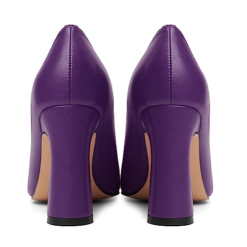 Womens Office Slip On Matte Pointed Toe Casual Block High Heel Pumps Shoes 3.3 Inch4