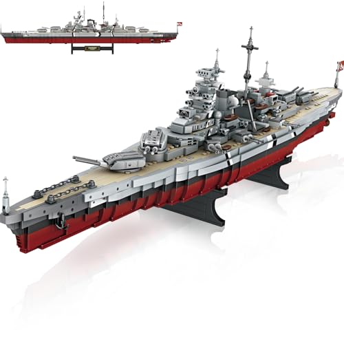 NUTCRACKER Bismarck Battleship Building Block Set, 29 Inch German WWII Classic Warship Building Toys (2081 Pcs), MOC Military Theme Boat Model Kit for Adult & Teen 14+, Gift for Military Fan