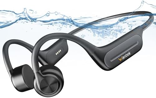 Wantek Cuffie Conduzione Ossea Bluetooth Con MP3 32GB – IP68 Impermeabili Per Nuoto, Corsa E Ciclismo