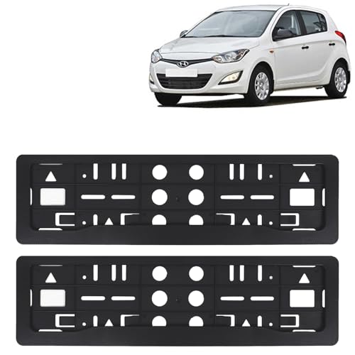 Image of KINGSWAY I20 Car Number Plate Frames for All 2011 to 2014 Models of Hyundai Car Registration Plate Holders, Black Licence Plate Covers (Front and Rear), Universal Size 51.5 x 14.5 cm