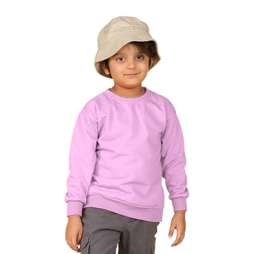 Image of Nusyl Boy's Black Solid Crew /Round Neck Sweatshirt |Skin Friendly Full Sleeve Sweatshirt|Drop Shoulder Oversized Sweatshirt | Round Neck Sweatshirt Oversized Fit Long Sleeves |