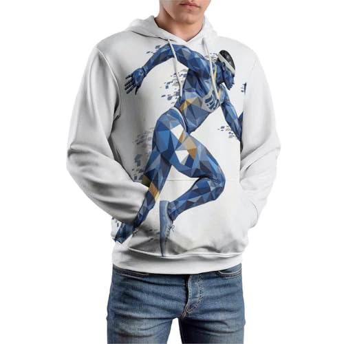 Pull Imprimé en 3D Respirant et Sweat à Capuche Manches Longues