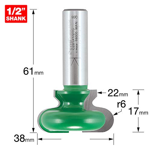 Trend CraftPro Drawer Pull Router Cutter, 1/2 Inch Shank, 38mm Cut Diameter & 6.3mm Cut Radius, Tungsten Carbide Tipped, C281X1/2TC - Image 2