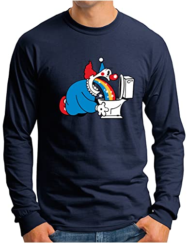 T-shirt manches longues homme parodie arc-en-ciel clown bleu marine