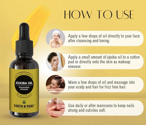 Image of Earth N Pure Jojoba Oil Cold Pressed Natural and Therapeutic Grade for Skin & Hair 15 ml