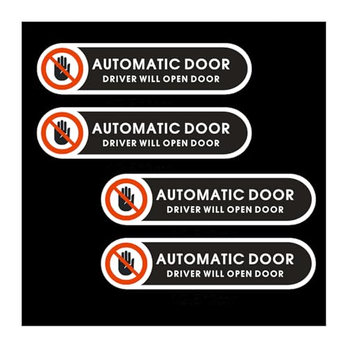 Image of Automatic Door Stickers Driver Will Open Door Sign 4.9 x 1.2 inch Self Adhesive Automatic Sliding Doors Warning Sticker for car Vehicle Taxi (4 Pack)