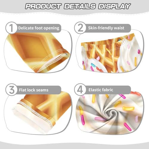 Ice Cream Waffle Colorful Sprinkles Girls Casual Leggings for Kids Printed Long Pant Bottoms Stretch and Soft3