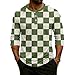 Men Printed 3 Button Blouses 3/4 Sleeve Casual Loose Henley Shirts Comfortable Fashion Crew Neck Pullover Tops