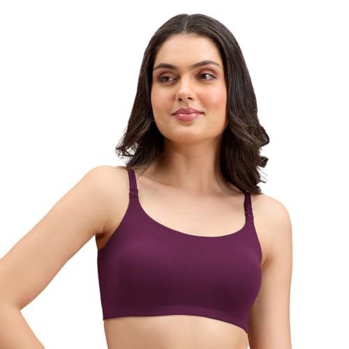 Image of NYKD (NYB165 Cotton Non Padded & Non Wired Full Coverage Slip On T-Shirt Bra for Women | Easy Breezy Soft Fabric with Hidden Shaper Sling for No Side Bulge & Detachable Strap