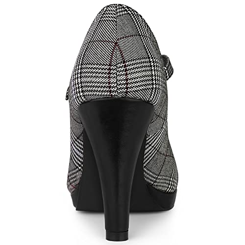 Allegra K Women's Houndstooth Platform Stiletto Heels Mary Janes Pumps3
