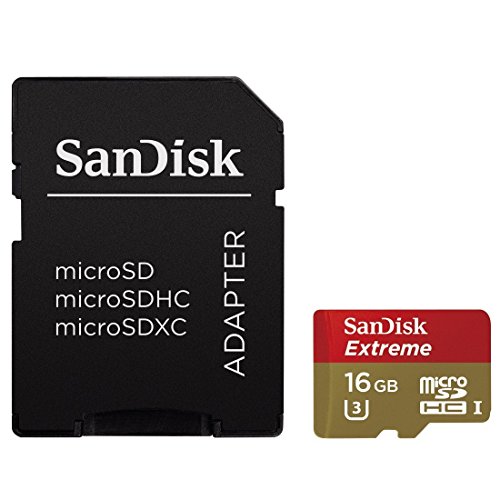 SanDisk SDSDQXN-016G-FFPA Extreme Tarjeta de Memoria Micro SDHC de 16 GB (UHS-I, hasta 60MB/s, U3, con Adaptador SD)