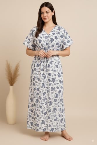 Image of Bahumaan Pure Cotton Kaftan Nighty for Women | Kaftan Maxi for Women | Kaftan Night Gowns for Women | Cotton Nighty for Women Stylish |