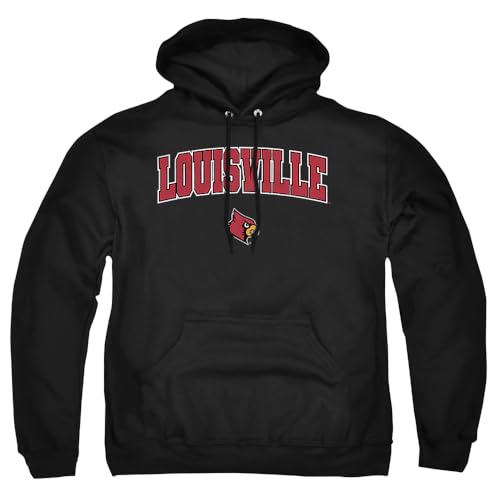 University of Louisville Arch Logo Secondary Adult Pull-Over, Black, 4XL