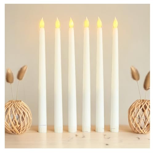 SPHINX Flameless LED Taper Candles for Home Decoration,Table Centerpiece,Dinner,Diwali,Wedding,Church,Festival,Party Decor,Steady Flame Look,Battery Not Included,11 Inch Height (Off-White-2 Pieces)