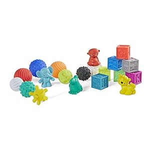 Infantino Sensory Balls, Blocks & Buddies 20 Piece Set – Textured, Soft & Colorful Toys Includes 8 Balls, 8 Numbered…