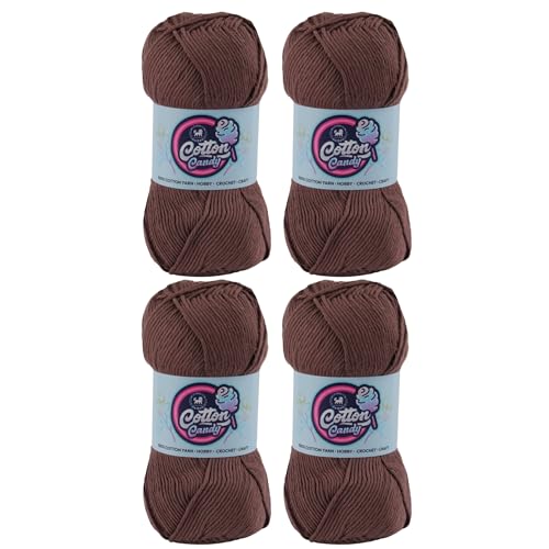 Image of NESTNHAVEN Cotton Candy 100% Cotton Yarn - (100g, 185 Meters) - Luxury Yarn for Crochet, Amigurumi, Embroidery, Toys, Garments, Flowers and Hobby, Projects. (Dark Brown) | (400 Gm)