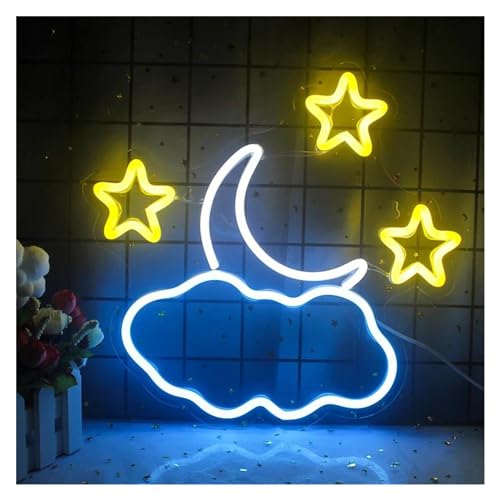 Signe néon lune étoile nuage pour éclairage LED mural de salon art