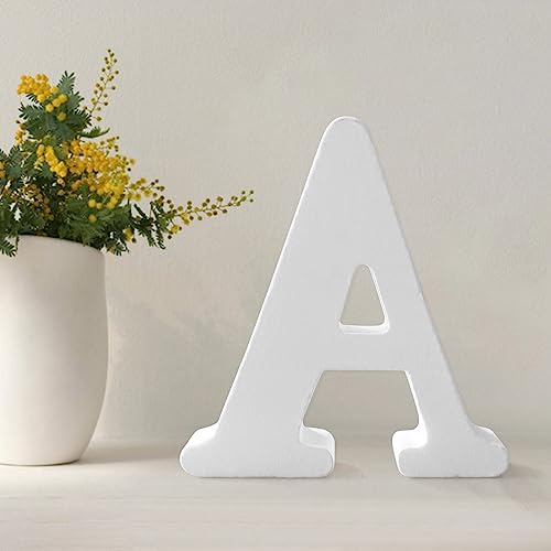 Wood Letters 4.3 Inch, White Unfinished Wood Letters for Graft, Wooden Letters for Wall Decor, Standing Letters for Bedroom, Home, Birthday, Party, DIY Graft (A)