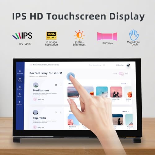 Image of 7 Inch IPS LCD Touch Screen Display 1024x600 HDMI Capacitive Mini Small Monitor for Raspberry Pi 5 /4 /3 /2 /B /B+, BB Black, Win 11 /10 /8 /7