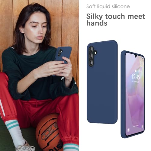Image of YATWIN Silicone Back Case for Samsung Galaxy A35, Soft-Touch Phone Back Cover for Samsung Galaxy A35 - Dark Blue