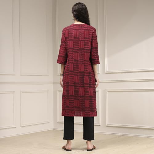 Image of BIBA Dyed Cotton Straight Casual Kurtas