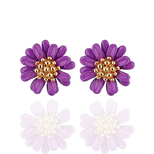 Korean Style Sweet Candy Color Small Daisy Flower Stud Earrings For Women Fashion Jewelry Accessories Gift (purple)