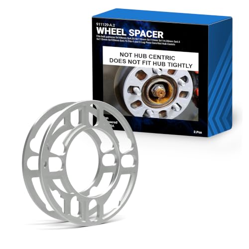 Wheel Accessories Parts 2 Pcs Die Cast Wheel Spacers 5mm 3/16" Thick Fits Bolt Patterns 5x108mm 5x4.25 5x110mm 5x112mm 5x114.30mm 5x4.5 5x115mm 5x120mm 5x4.75 Fits 4 and 5 Lug Pass Cars