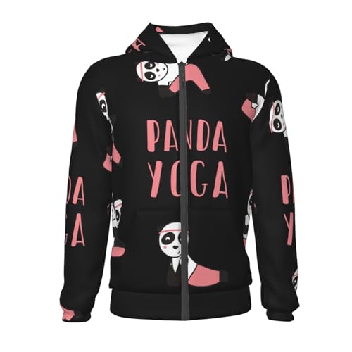 Panda Doing Yoga Kid Hoodies Boys Zip Up Sweatshirts Girls Pullover with Pocket2
