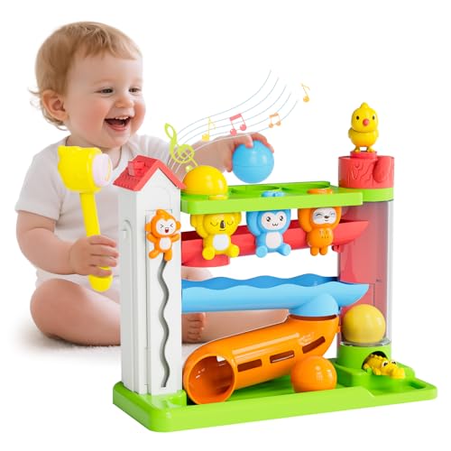 Ussybaby Toddler Musical Toys for 1+ Years Old Boy,Motor Skills Developmental Baby Toy 12-18 Months,Bilingual Toddler Learning Ball Drop Toy，...