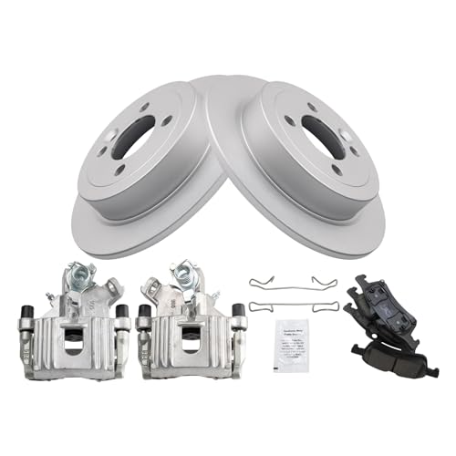 Image of TRQ Rear Brake Pad and Rotor Set Ceramic G Coated Rotors Calipers | For 2003-2006 Mini Cooper