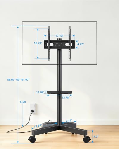 Image of PERLESMITH Rolling TV Stand with Power Outlet for 23-60 Inch TVs