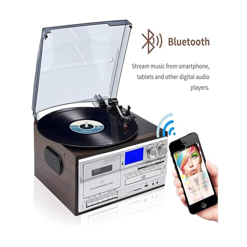 WENNEWU Platine Vinyle Vintage Bluetooth 3 Vitesses, Tourne-Disque 9 en 1, Lecteur CD, Tourne-Disque Bluetooth RéTro avec Haut-Parleurs IntéGréS, pour Le Divertissement,A - Les Beatles, Paul McCartney, John Lennon, RIngo Starr, George Harrison WENNEWU Platine Vinyle Vintage Bluetooth 3 Vitesses, Tourne-Disque 9 en 1, Lecteur CD, Tourne-Disque Bluetooth RéTro avec Haut-Parleurs IntéGréS, pour Le Divertissement,A – Image 4