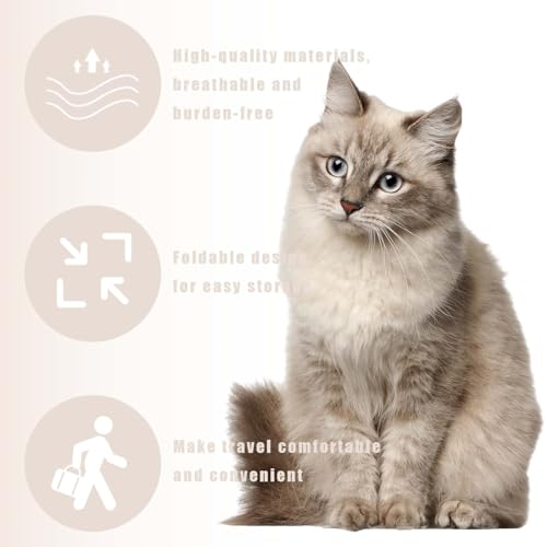 tintoke Tragbare und Faltbare Katzentasche,Atmungsaktive und Faltbare Haustier Rucksack,Katzenrucksack mit Netzfenster,Tragbare und Faltbare Katzenrucksack,Für Kleintiere wie Katzen,Hunde (Beige Weiß)