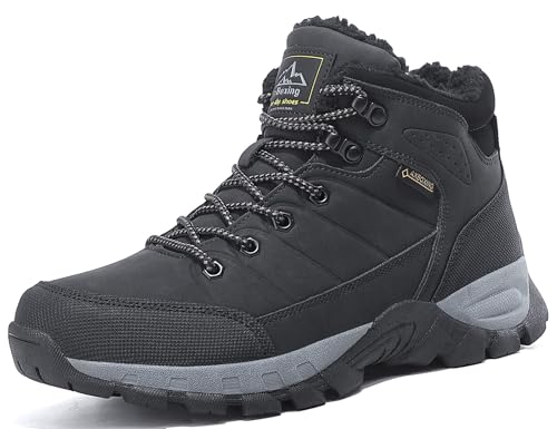 ARRIGO BELLO Botas Hombre Invierno Botines Montaña Cálido Antideslizante Trekking Nieve Zapatos Talla 41-46 (A-Negro, 42)