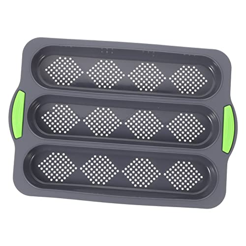 PRETYZOOM Kitchen Silicone Three-slots Bread Mold Non-stick Baking Pan for French for Home Deep Handles