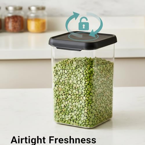 Image of ThAgan 6 Pcs Airtight Kitchen Storage Containers Set, 1100ml Stackable Food Organizers for Pantry, BPA-Free Clear Plastic Containers with Secure Lids for Grains, Snacks & Dry Food