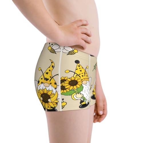 Boys' Cotton Boxer Brief Soft Underwear-Gnomes Bees And Sunflowers2
