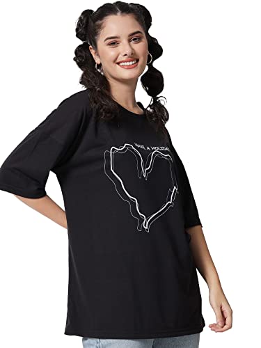 Image of KOTTY Women's Oversized T-Shirts | Cotton Blend||Stylish Prints & Solids||Long Length||Loose fit