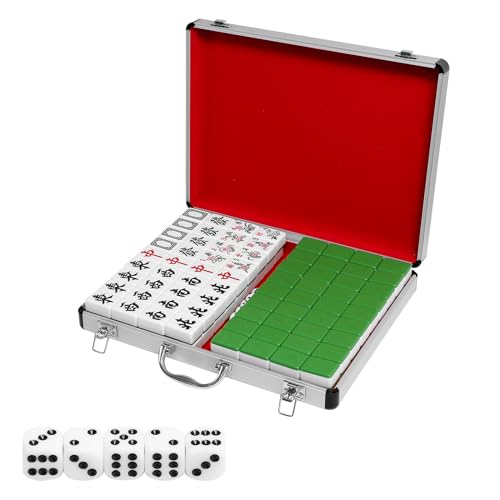Mahjong con 144 fichas en estuche de aluminio portátil