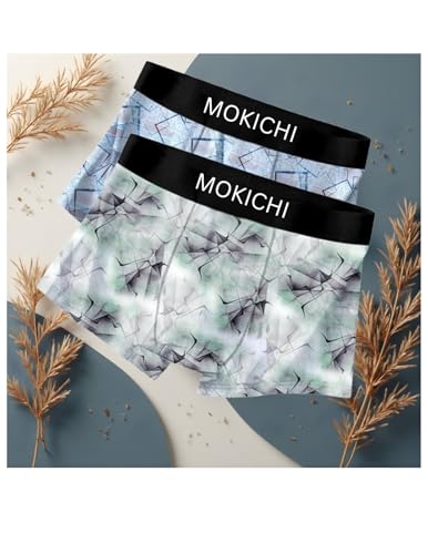 Image of Men's Boxer Briefs Pack, Breathable Stretch Underwear with Wide Comfort Elastic Waistband, Soft Geometric Print Trunks, Multi-Pack