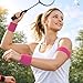 TopTie 4 PCs Bicep Bands Wristbands Absorbent Sweatbands, Pink Elastic Armband for Football Basketball Baseball Battle