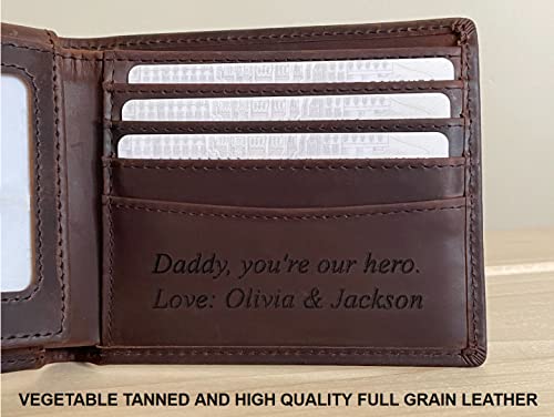 Personalized Wallet For Men, Custom Engraved Wallet, Customized Engraved Full Grain Leather Wallet, Gift For Fathers Day/Him/Husband/Boyfriend/Anniversary/Dad/Son/Groomsmen/Graduation/Birthday4