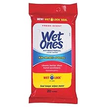Wet Ones Anti-Bacterial Hand Wipes, 20 Wipes Pack of 10
