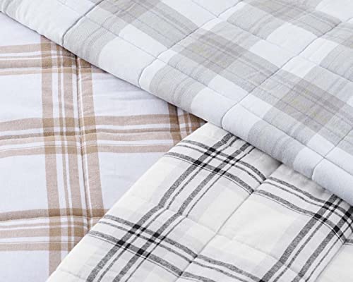 Gravity Blanket Sherpa Weighted Blanket, 10 Lbs Taupe Plaid 48" X 66", The Original Weighted Blanket For Sleep, Brushed Flannel Sherpa Blanket, Cotton Made Breathable Throw Blanket #TOP5