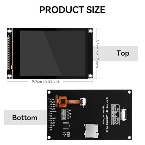 Image of 1PCS LCD Display 3.5 Inch 320x480 TN Capacitive Touch Screen Esp32 Display Module SPI Serial ST7796S Driver for Ar duino R3 /Mega2560 (Black)