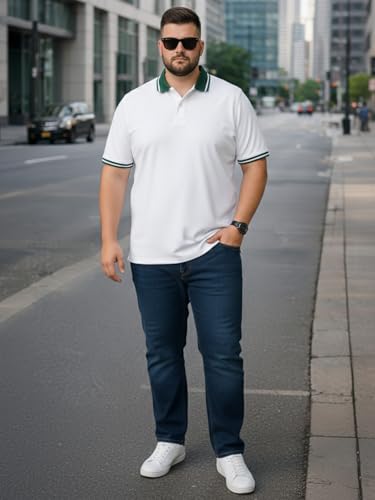 Image of Veirdo Men's Classic Fit Plus Size Polo T-Shirt, Half Sleeve, Stylish Cotton Tee, Formal & Casual Wear, Comfortable & Durable (3XL-5XL)