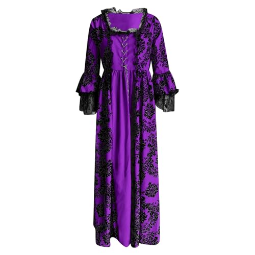 Witch Costume Women,Halloween Costumes Adult,Medieval Gothic Dress,Halloween Costumes for Women 2026 Cosplay Long Dresses Purple Large - image 4