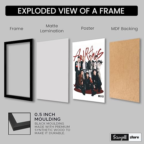 Image of Seagull Store BTS Arirang (Style 2) Framed Poster | 8x12 Inch | 300 GSM Art Paper | Matte Laminated | Black Frame | Ready to Hang Wall Decor for Bedroom & Office